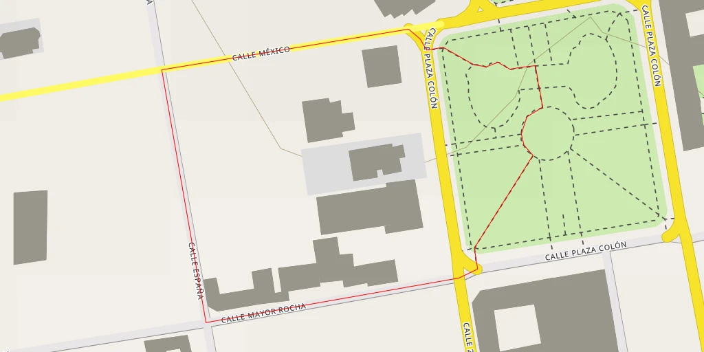 Map of the trail for Fuente Plaza Colón