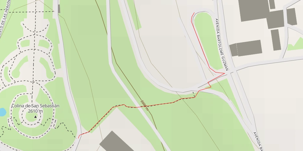 Map of the trail for Colina de San Sebastián - Avenida Aroma