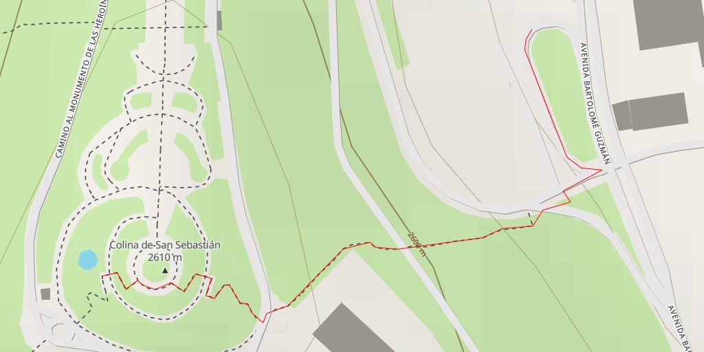 Map of the trail for Colina de San Sebastián - Avenida Aroma