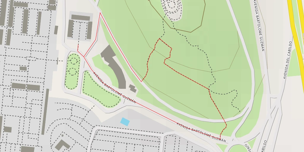 Map of the trail for Colina de San Sebastián - Avenida Aroma