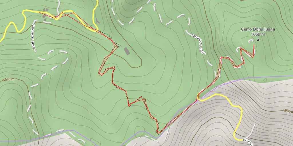 Map of the trail for Cerro Doña Juana