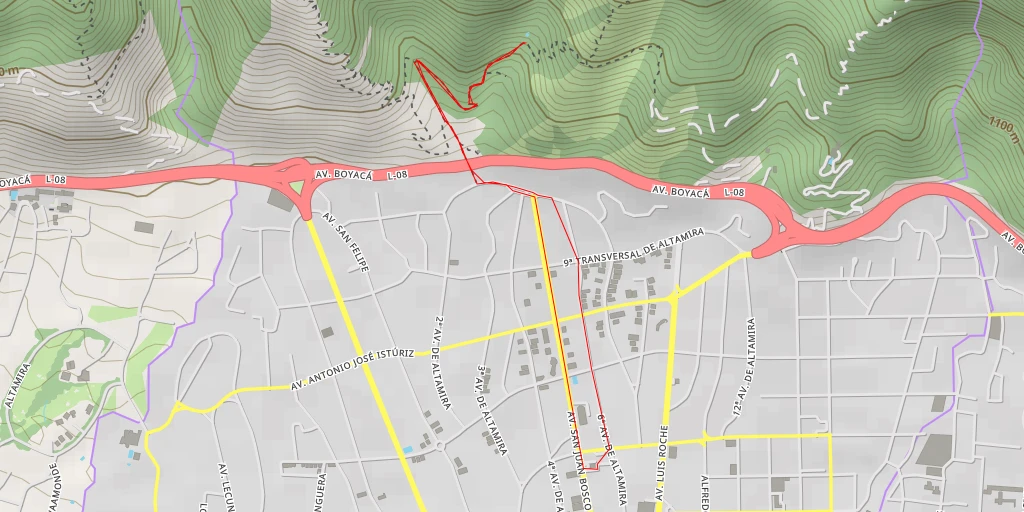 Map of the trail for Quebrada Quintero