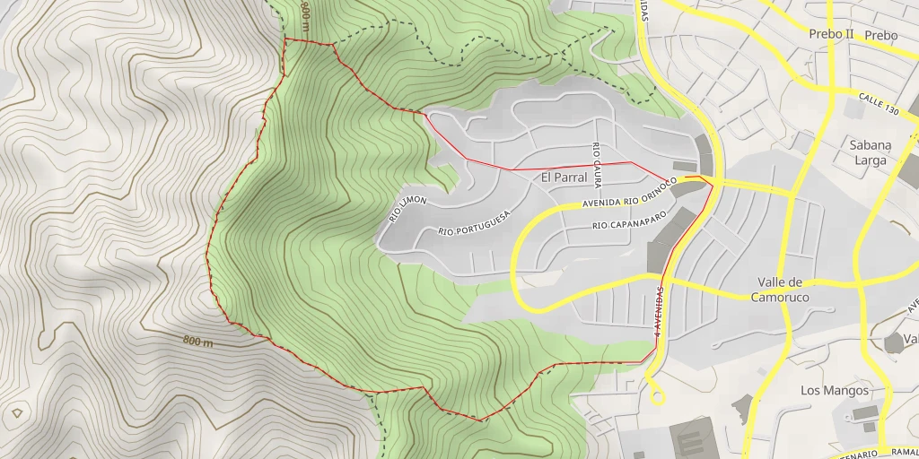 Map of the trail for Topo La Cruz