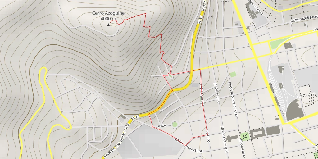 Map of the trail for Cerro Azoguine