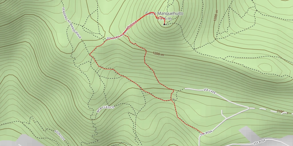 Carte de l'itinéraire :  Cerro Manquehuito