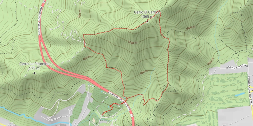 Carte de l'itinéraire :  Cerro El Carbón