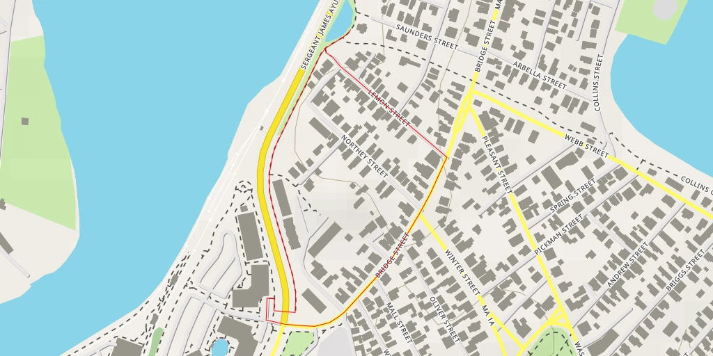 Map of the trail for Bridge Street Sidepath - Bridge Street Sidepath - Salem