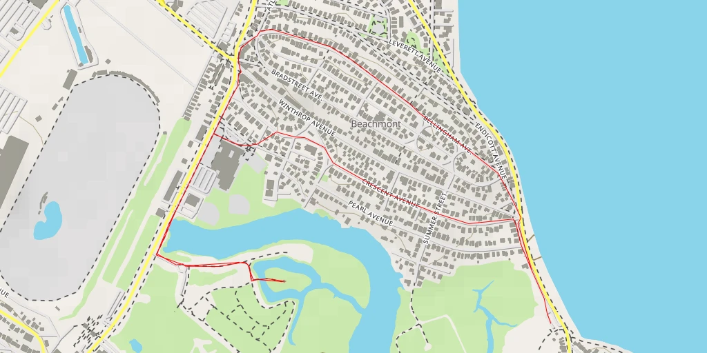 Map of the trail for Belle Isle Avenue - Revere