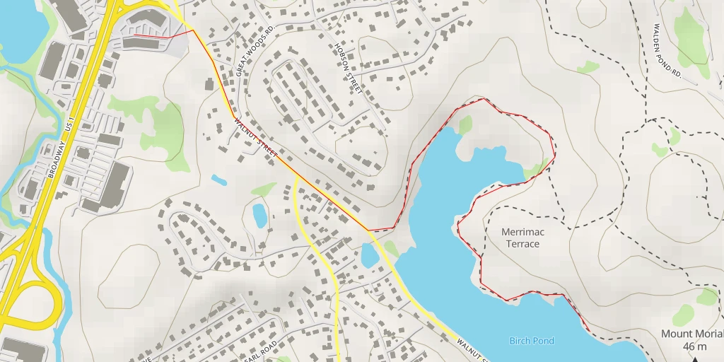 Map of the trail for Birch Pond