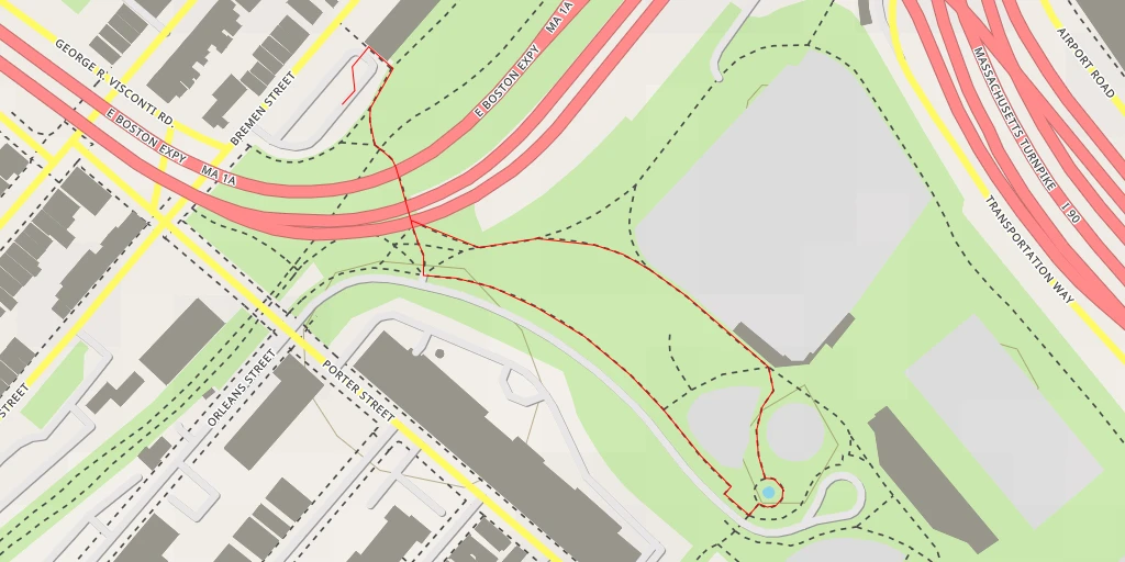 Map of the trail for Porter Street - Boston