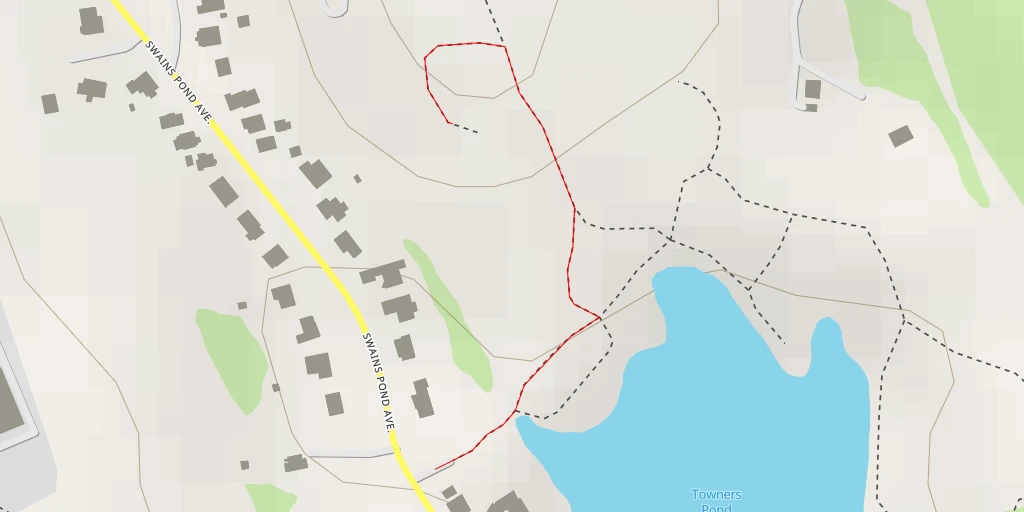 Map of the trail for Towners Pond Conservation Area - Water Street - Melrose