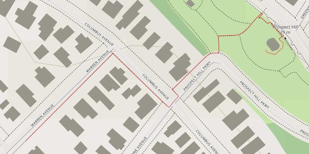 Map of the trail for AI - Prospect Hill Tower