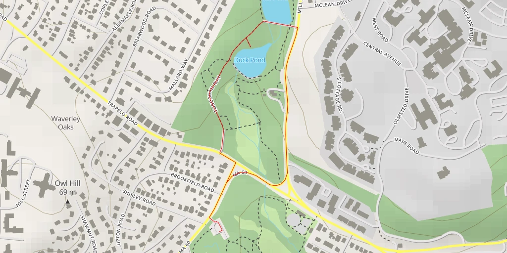 Map of the trail for Duck Pond