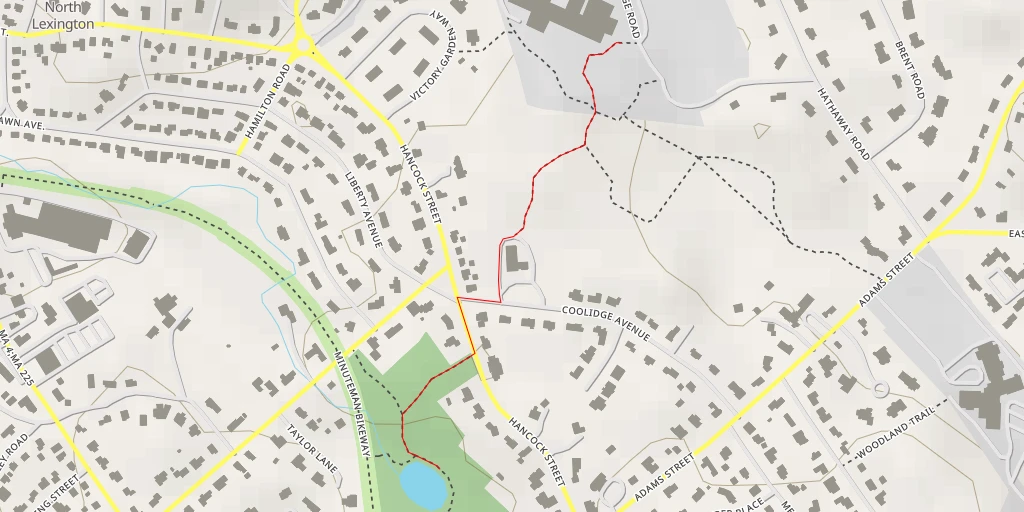 Map of the trail for Parker Meadow - Revere Street