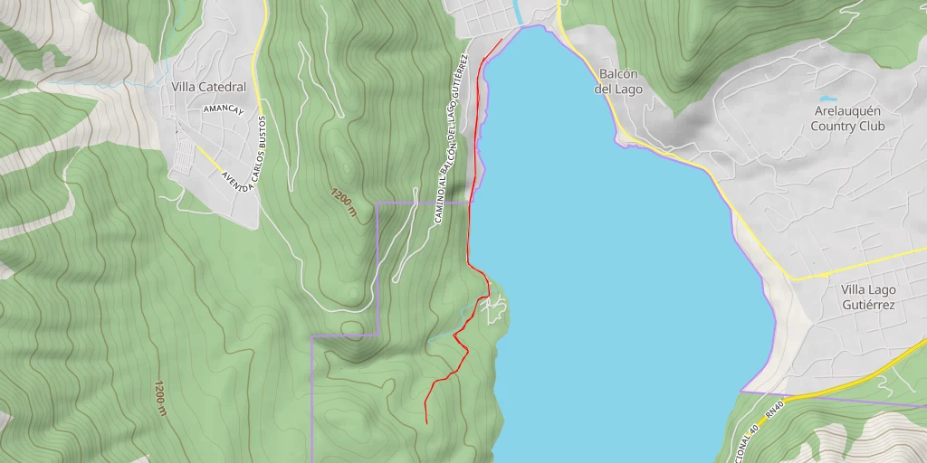 Map of the trail for Mirador Lago Gutiérrez