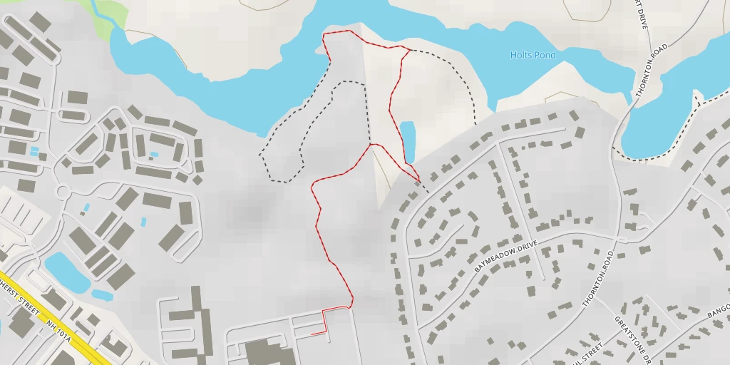 Map of the trail for Holts Pond