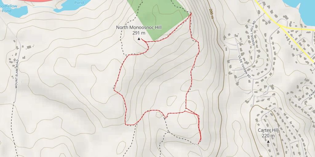 Map of the trail for North Monoosnoc Hill