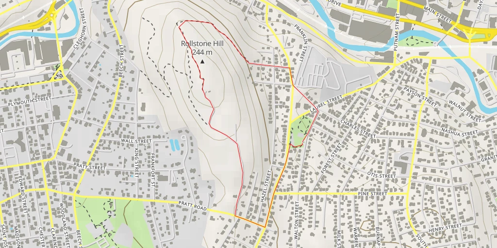 Carte de l'itinéraire :  Rollstone Hill