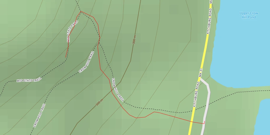 Map of the trail for AI - Crow Hill Ledges - Westminster