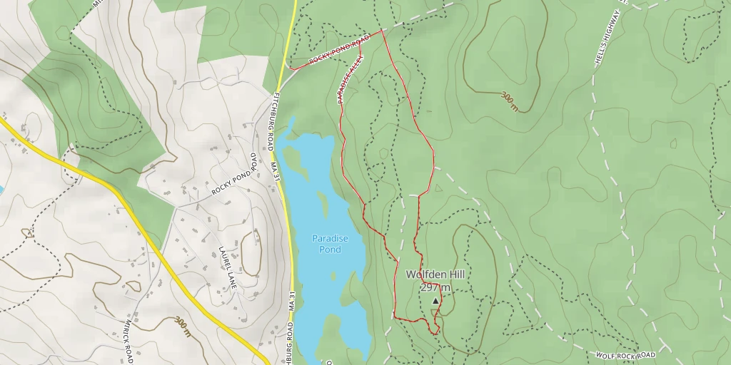 Map of the trail for Wolfden Hill