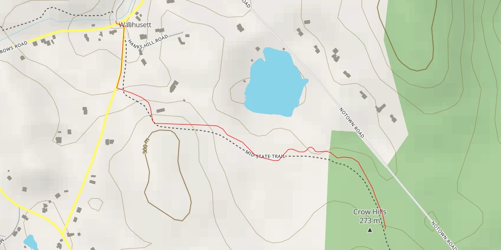 Map of the trail for Crow Hills