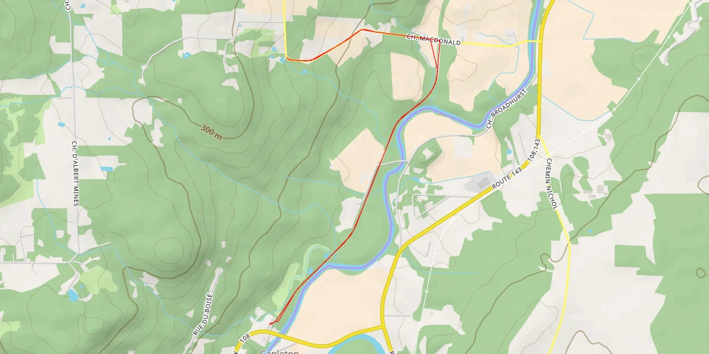 Carte de l'itinéraire :  Chemin MacDonald - Hatley (Canton)