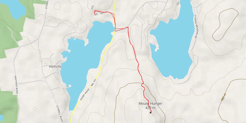 Map of the trail for Mount Hunger