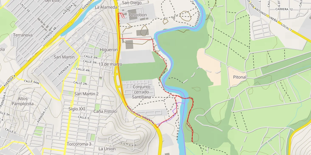 Map of the trail for Cruce irregular - Cruce irregular - Ureña