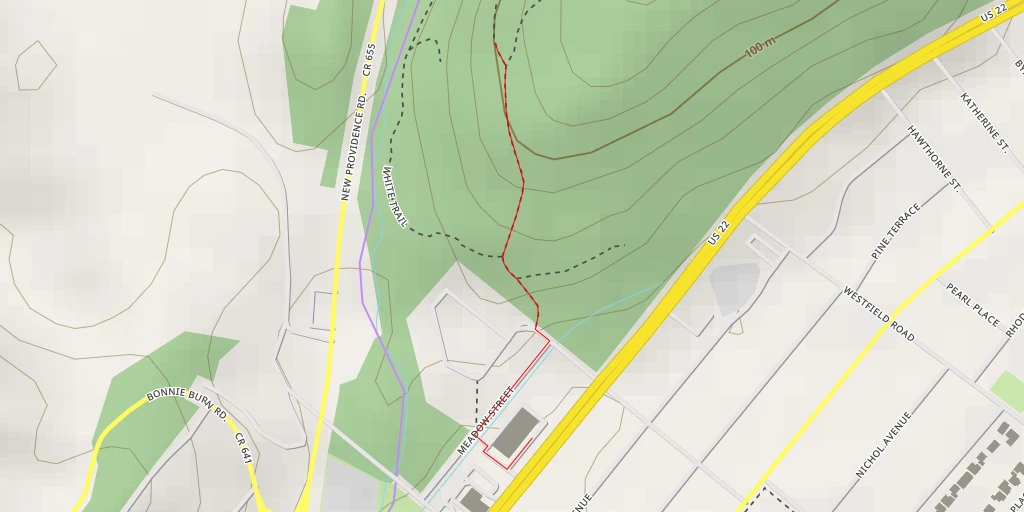 Map of the trail for AI - New Providence Road - Watchung