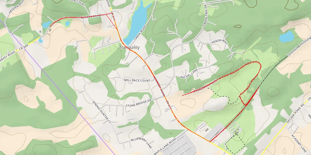 Map of the trail for Quaker Road - Green Township