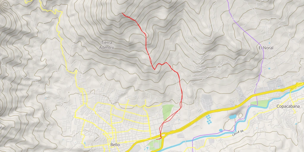 Map of the trail for Ancient roads tribe Niquias | Path of the Sun - Bello