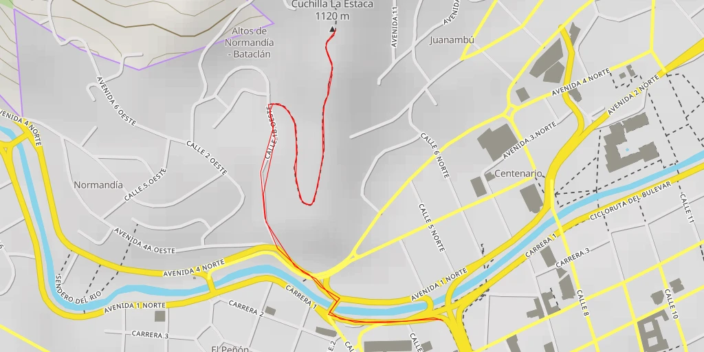 Map of the trail for Cuchilla La Estaca