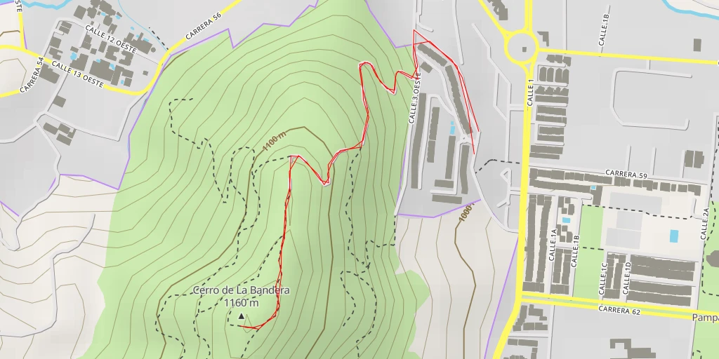 Map of the trail for Cerro de La Bandera