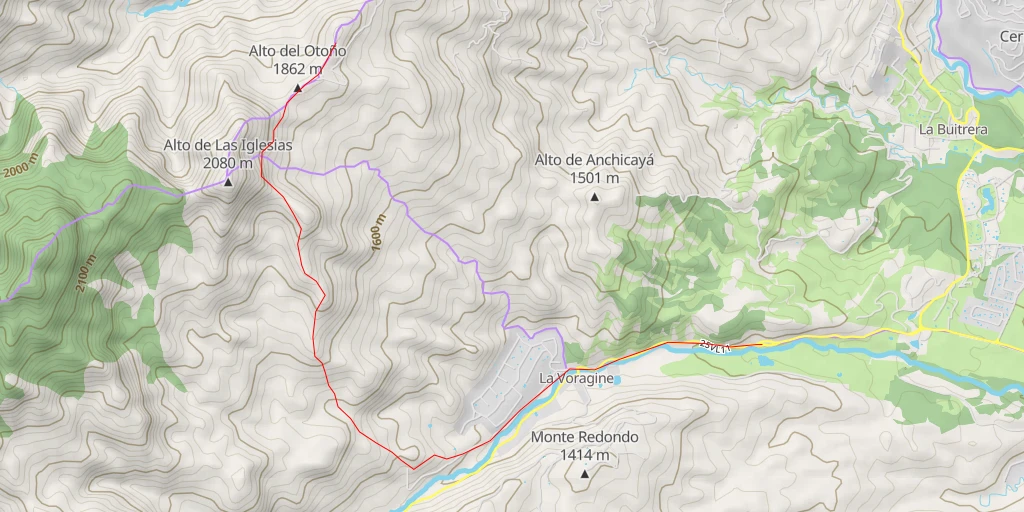 Map of the trail for Meseta Alto del Otoño