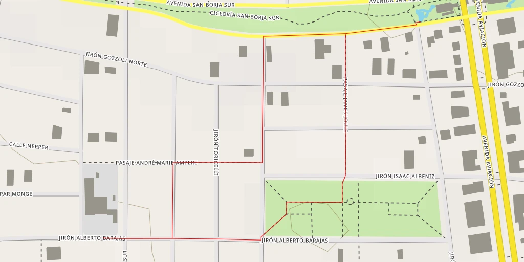 Map of the trail for Ciclovía San Borja Sur - Lima Metropolitana