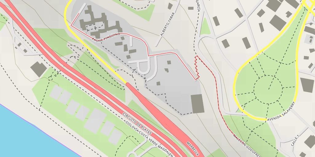 Map of the trail for Malecón Godofredo García - Lima Metropolitana