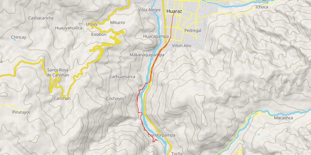 Map of the trail for Institución Educativa No. 86011 - Carretera Longitudinal de la Sierra Norte - Huaraz