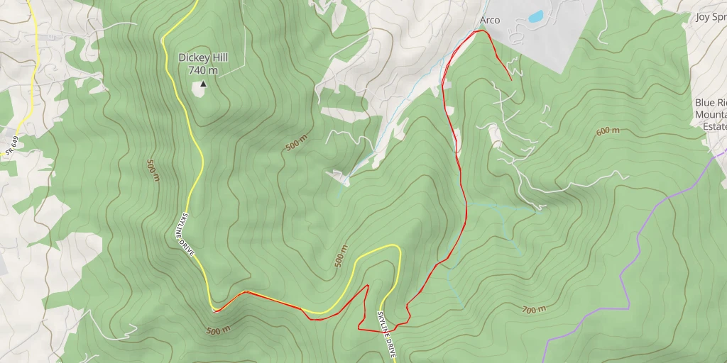 Map of the trail for Gooney Overlook