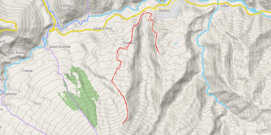 Map of the trail for Tungurahua Refugio