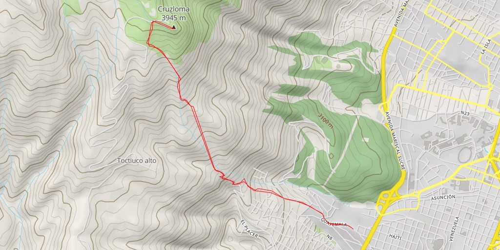 Map of the trail for Cruz Loma