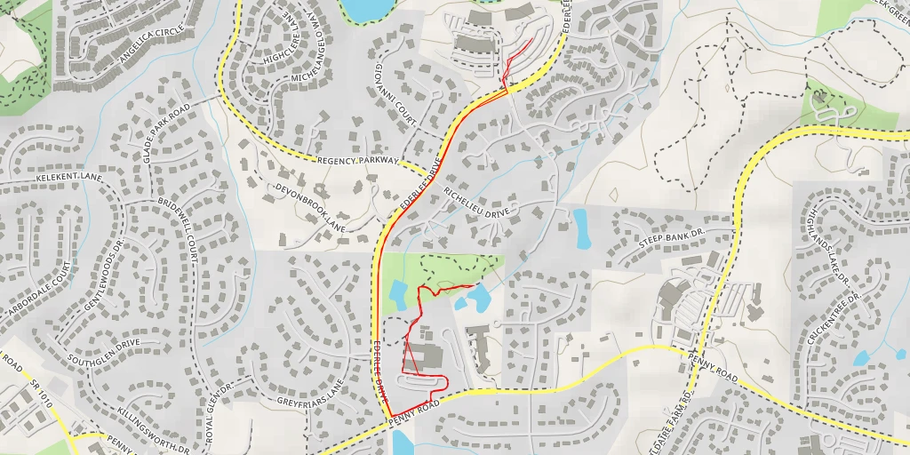 Map of the trail for Rose Point Drive - Rose Point Drive - Cary