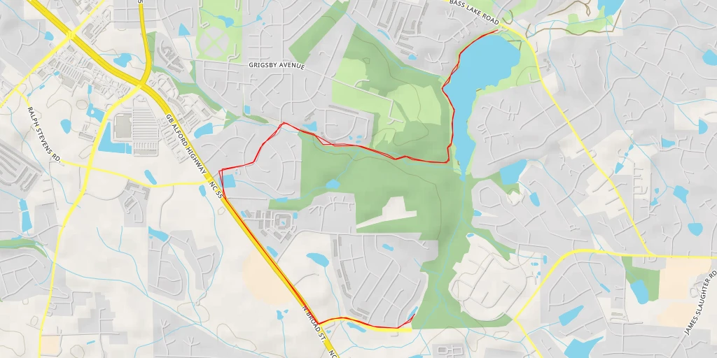 Map of the trail for Alston Ridge Drainage Pond 2