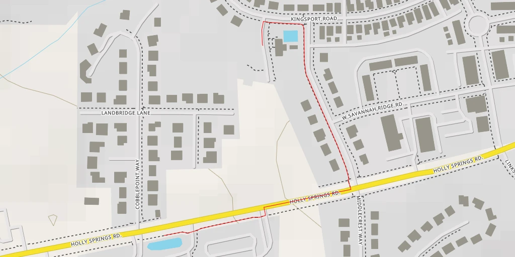 Carte de l'itinéraire :  Holly Ridge Elementary School - Cobblepoint Way