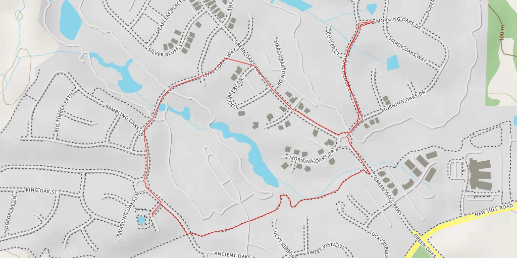 Map of the trail for Morning Oaks Drive