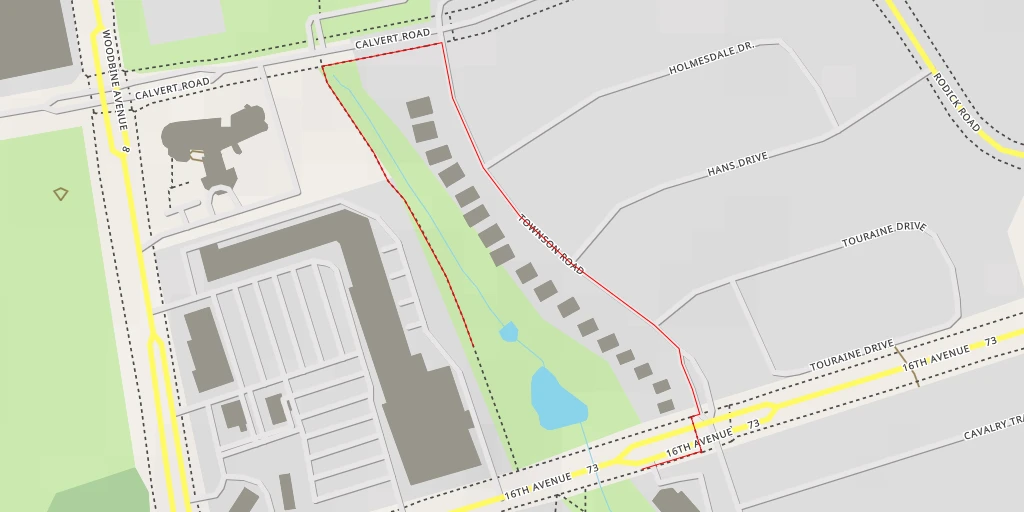 Map of the trail for 16th Avenue - Markham