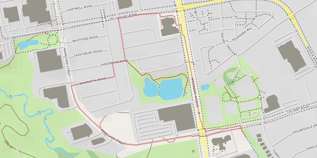 Carte de l'itinéraire :  Woodbine Avenue - Markham