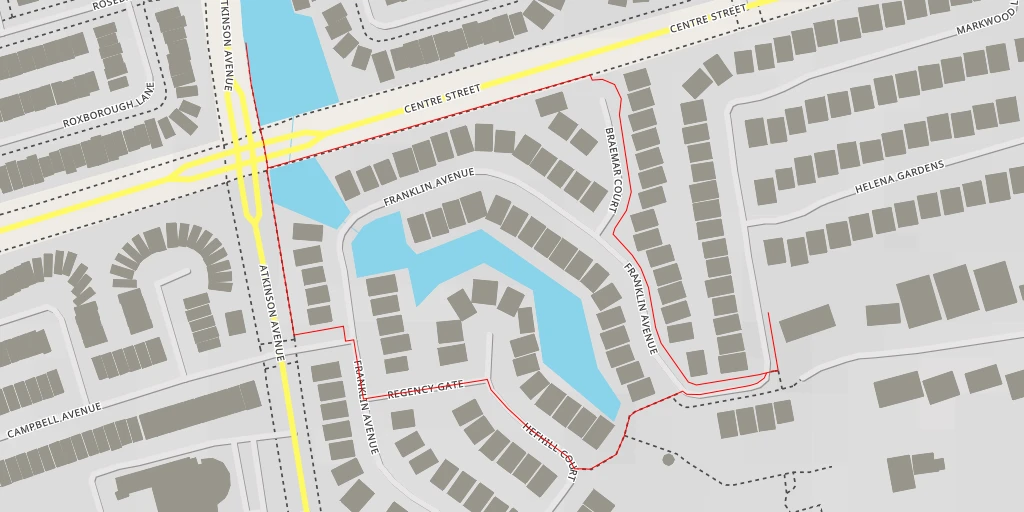 Map of the trail for Edmund Seager Drive - Vaughan