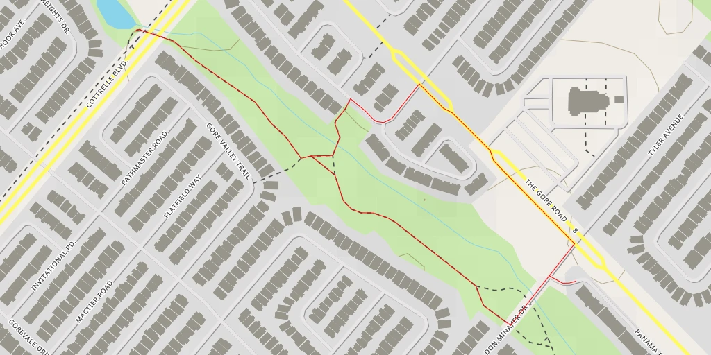 Map of the trail for Cottrelle Trail - Brampton