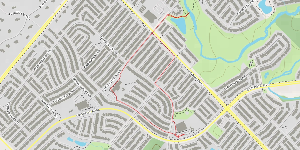 Map of the trail for Air Canada Flight 621 Memorial Garden - Degrey Drive - Brampton