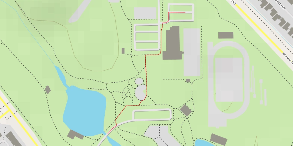 Map of the trail for Central Park Drive - Brampton